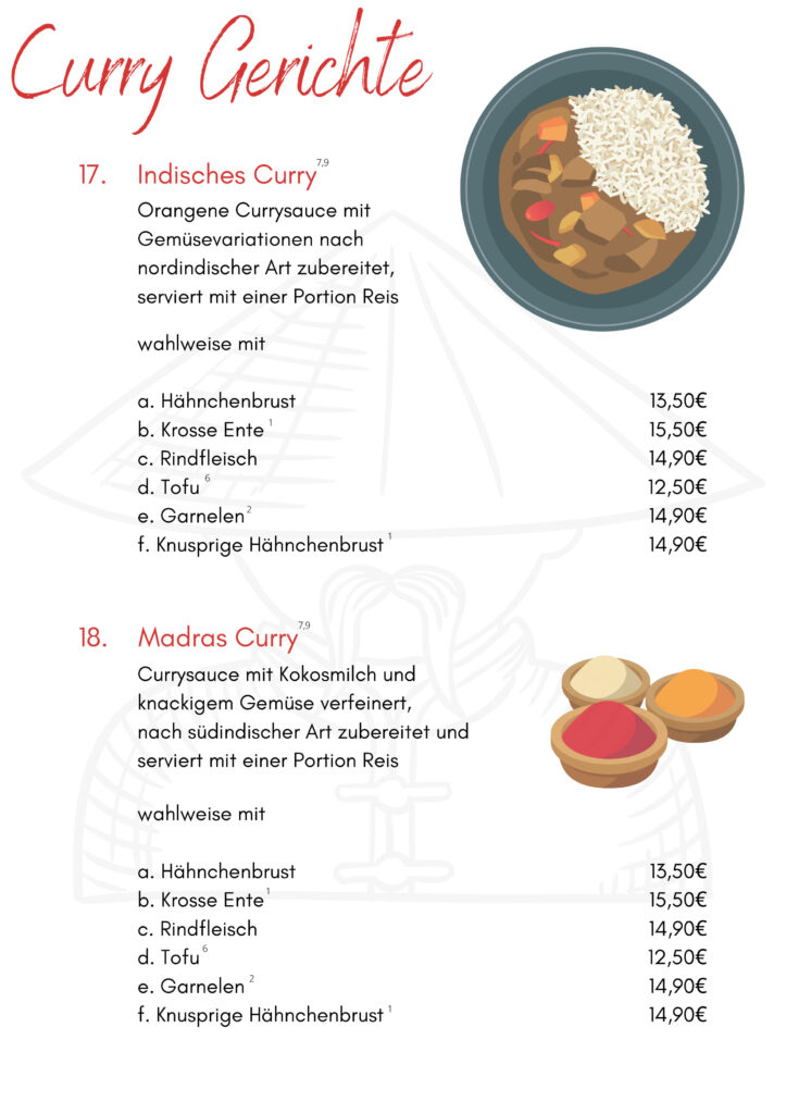 Curry-Gerichte - Sushi House Oldenburg