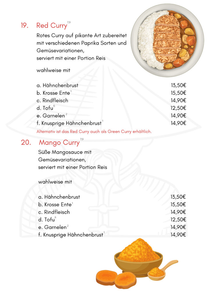 Curry-Gerichte - Sushi House Oldenburg